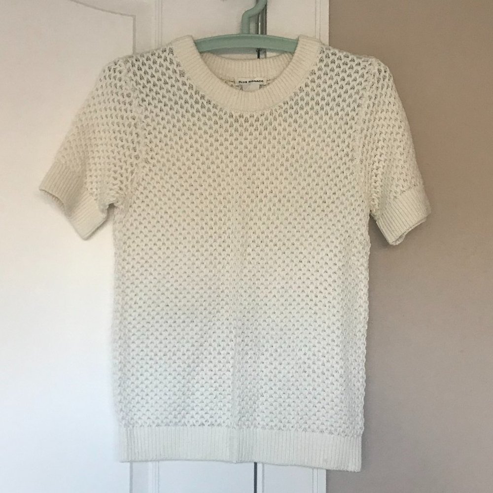 Club Monaco White Short Sleeve Sweater Size S